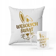 Gadżety dla niej i dla niego - ZESTAW PODUSZKA + KUBEK PREZENT NA WIELKANOC ZAJĄCZEK WIELKANOCNY #6 - miniaturka - grafika 1