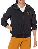 Kurtki męskie - Armani Exchange Męska kurtka z logo z tyłu, przednie kieszenie, Czarny, XS - miniaturka - grafika 1