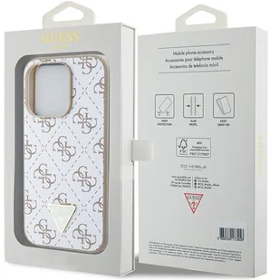 Etui Guess GUHCP15LPG4GPH Apple iPhone 15 Pro hardcase 4G Triangle Metal Logo biały/white - Etui i futerały do telefonów - miniaturka - grafika 9