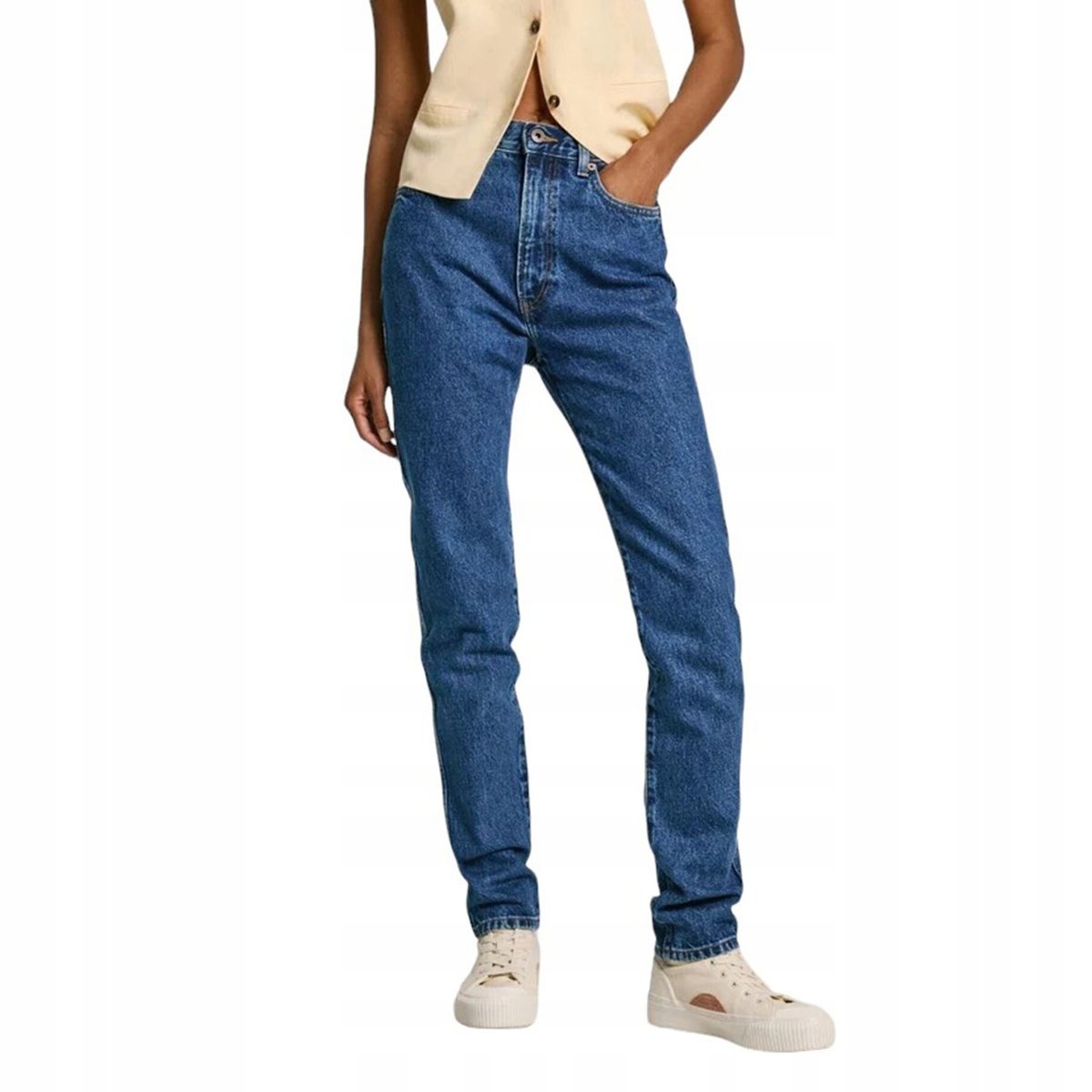 PEPE JEANS JEANSY MOM JEANS NIEBIESKIE WYSOKI STAN BAWEŁNA 34/30 16FA