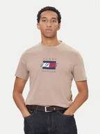 Koszulki męskie - Tommy Hilfiger T-Shirt Linear Flag MW0MW41338 Beżowy Regular Fit - miniaturka - grafika 1