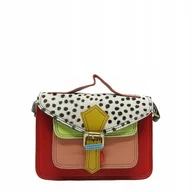 Torebki damskie - Torebka damska skórzana listonoszka kolorowa rączka regulowany pasek OLIVKA - miniaturka - grafika 1