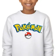 Bluzy dla dziewczynek - Bluza Dziecięca Biała Bez Kaptura Super Prezent Dla Dziecka Pokemon 152 Wz - miniaturka - grafika 1