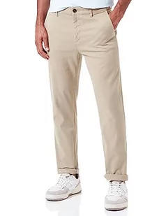 BOSS Męskie spodnie chino zwężane z tkaniny Cavalry-Twill z elastycznej bawełny, Light/Pastel Brown239, 36W / 32L - Spodenki męskie - miniaturka - grafika 1