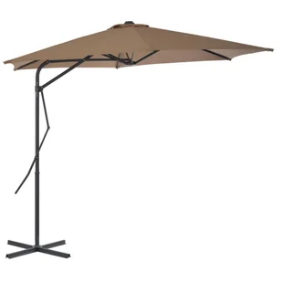 vidaXL Parasol ogrodowy na słupku stalowym, 300 cm, kolor taupe - Parasole ogrodowe - miniaturka - grafika 8