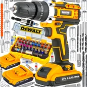 Wkrętarki - WIERTARKO WKRĘTARKA BITY NASADKI 2xAKU 20V UDAROWA + BITY DEWALT - miniaturka - grafika 1