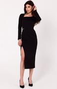 Sukienki - Sukienka midi z asymetrycznym dekoltem czarna K178, Kolor czarny, Rozmiar L, makover - Primodo.com - miniaturka - grafika 1