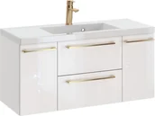 Szafki łazienkowe - Szafka z Umywalką ROSEN 100 cm D - Uchwyt Złoty - miniaturka - grafika 1
