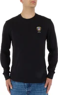 Swetry męskie - BLAUER Sweter męski bawełna czarny GR77359 - Rozmiar: XXL - miniaturka - grafika 1