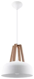 Sollux Lighting Lampa wisząca CASCO biała/naturalne drewno - Lampy sufitowe - miniaturka - grafika 1