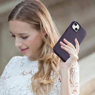 iCarer Case Leather pokrowiec etui z naturalnej skóry do iPhone 14 Plus ciemnofioletowy (kompatybilne z MagSafe) - Etui i futerały do telefonów - miniaturka - grafika 22