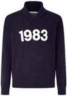 Swetry męskie - Hackett London Sweter męski, Niebieski (granatowy), XL - miniaturka - grafika 1