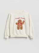 Bluzy dla dziewczynek - Reserved - Świąteczna bluza z pierniczkiem - złamana biel - miniaturka - grafika 1