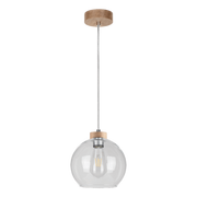 Lampy sufitowe - Britop Skandynawska LAMPA wisząca LAGUNA 18710174 szklana OPRAWA loftowy ZWIS kula przezroczysta drewno - miniaturka - grafika 1