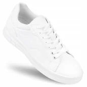 Sneakersy damskie - BUTY sportowe damskie BIG STAR sneakersy trampki SKÓRZANE białe NN274458 36 - miniaturka - grafika 1