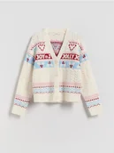 Swetry dla dziewczynek - Reserved - Świąteczny kardigan - złamana biel - miniaturka - grafika 1