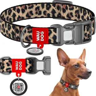 Obroża dla psa nylonowa z paszportem QR, rysunek Leopard, rozmiar M, 28-40 cm, 20 mm - Obroże dla psów Obroża dla psa nylonowa z paszportem QR, rysunek Leopard, rozmiar M, 28-40 cm, 20 mm - Obroże dla psów - miniaturka - grafika 1