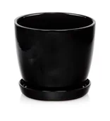 Donice - Okrągła Czarna Doniczka Z Podstawkiem 24X19 Cm - miniaturka - grafika 1