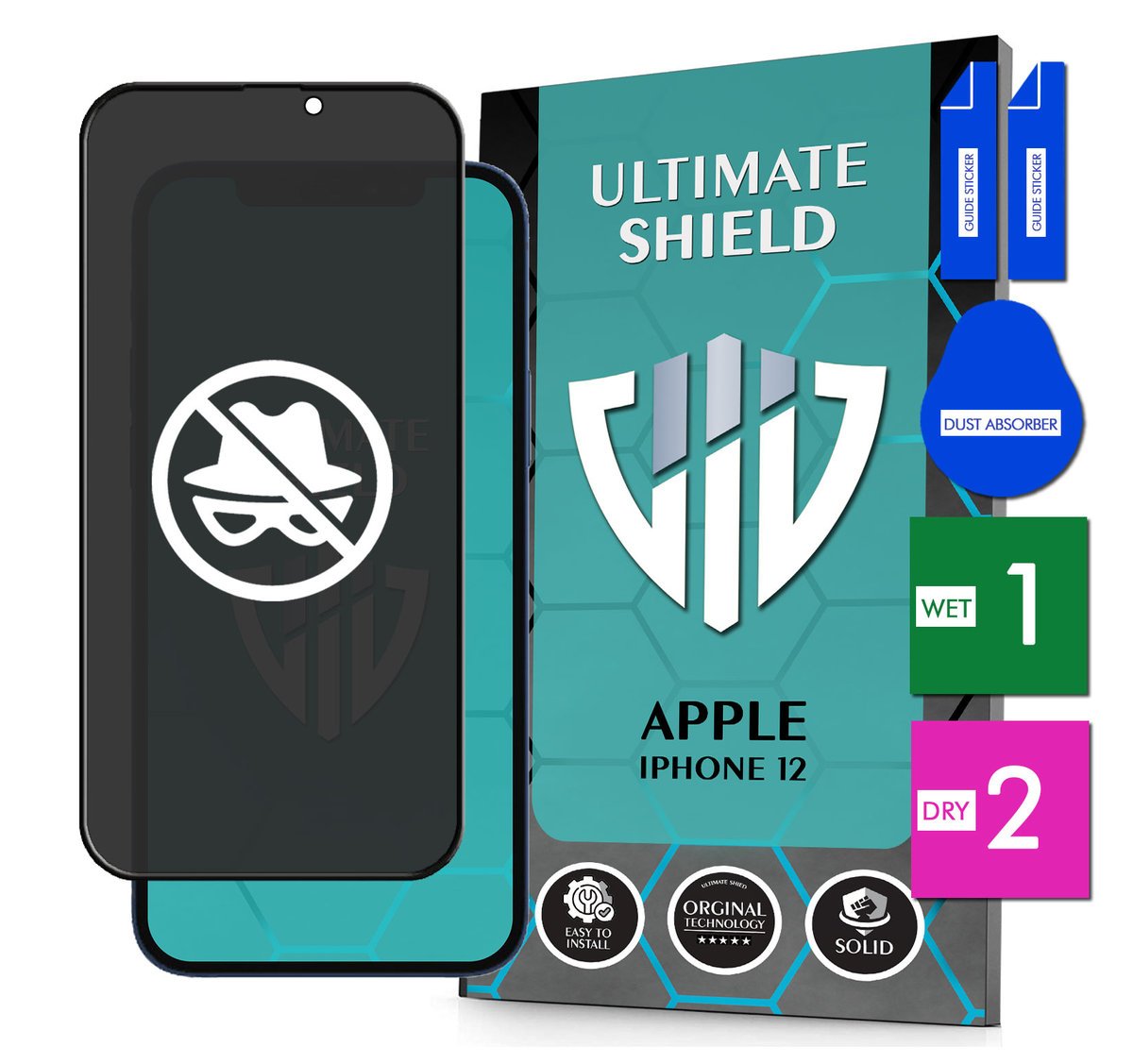 SZKŁO PRYWATYZUJĄCE DO APPLE IPHONE 12 ANTYSZPIEGOWSKIE HARTOWANE 9H 5D