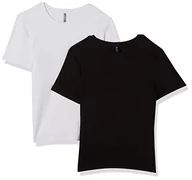 Koszulki i topy damskie - ONLY Damski Onlnulan S/S Slim TOP CS JRS 2PACK T-Shirt, Black/Pack:White, XXS, czarny/paczka: biały, XXS - miniaturka - grafika 1