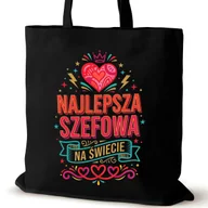 Torby i wózki na zakupy - Torba bawełniana szefowej czarna na ramię prezent najlepsza serca - miniaturka - grafika 1
