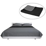 Narzuty - vidaXL Dwustronna narzuta na łóżko, pikowana, 170x210 cm, szaro-czarna - miniaturka - grafika 1