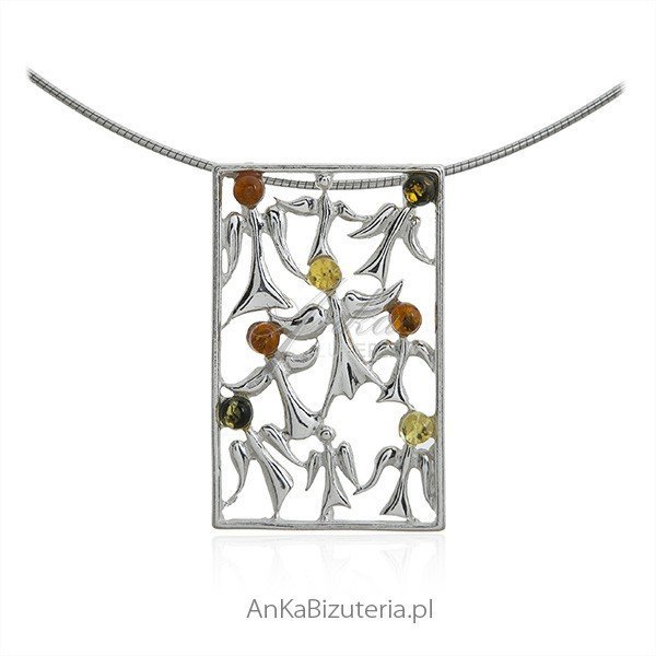 ankabizuteria.pl Zawieszka srebrna z bursztynem TANIEC ANIOŁÓW