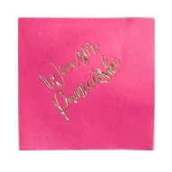 Dekoracje i nakrycia stołu na imprezę - Serwetki na panieński złoty napis, 33x33cm, 20szt, ciemnoróżowe - miniaturka - grafika 1