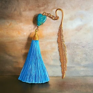 Zakładka PREMIUM : serce : jaspis cesarski : turkus - Zakładki do książek - miniaturka - grafika 1