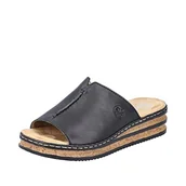 Moda i Uroda OUTLET - Rieker Damskie pantofle 629M9, wsuwane, Czarny 00, 42 EU Schmal - miniaturka - grafika 1