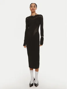 Patrizia Pepe Sukienka dzianinowa 8A1348 K195 K103 Czarny Slim Fit - Sukienki - miniaturka - grafika 1