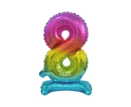 Balony i akcesoria - Godan Balon foliowy stojący cyfra 8 tęczowa - 38 cm BC-ATT8 - miniaturka - grafika 1