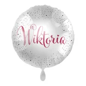 Balony i akcesoria - Balon imienny foliowy Wiktoria okrągły pakowany 43 cm - miniaturka - grafika 1