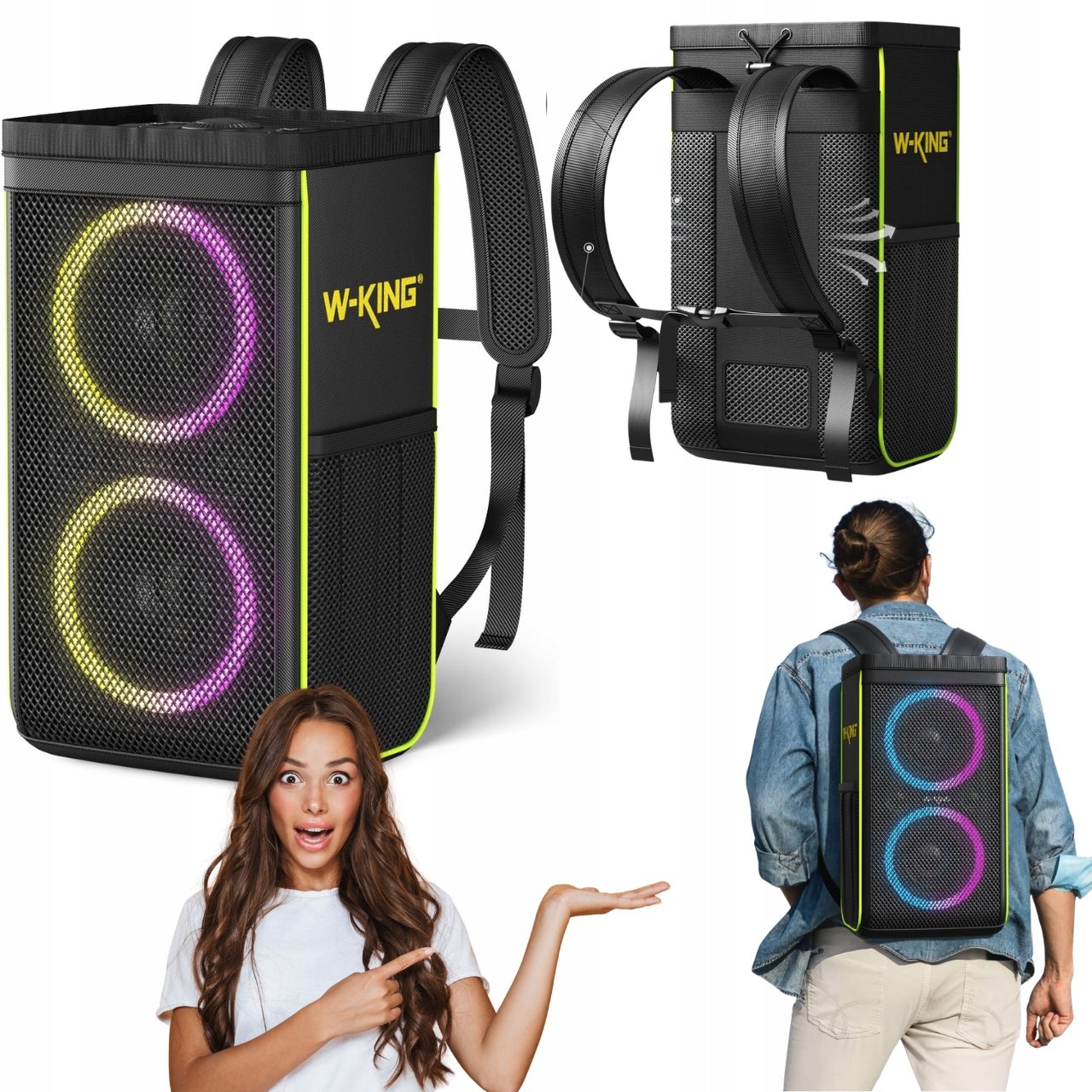 Torba W-king T9 pokrowiec na głośnik Bluetooth plecak czarny przenośne etui