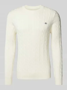 Sweter z dzianiny z wzorem warkocza - Swetry męskie - miniaturka - grafika 1