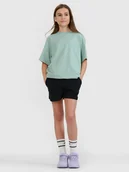 Spodnie i spodenki dla dziewczynek - 4F Spodenki dresowe dziewczęce - czarne 122/128 (6-8 lat) - miniaturka - grafika 1