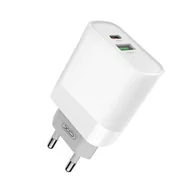 Ładowarki do telefonów - XO Ładowarka sieciowa L64 biała 2USB QC3.0/ typ-C PD - miniaturka - grafika 1