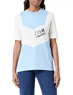 Koszulki i topy damskie - Love Moschino Koszulka damska o regularnym kroju z krótkim rękawem z kontrastowymi wstawkami kolorystycznymi, Sky Beige, 48 - grafika 1