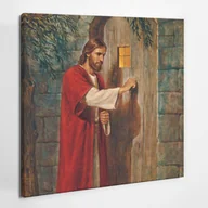 Ikony i obrazy sakralne - Jezus Pukający do Drzwi - obraz polycanvas, 60x60 - miniaturka - grafika 1