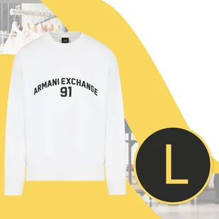 Armani Exchange Bluza Męska Bawełniana Biała Bez Kaptura Duży Napis r. L - Bluzy męskie - miniaturka - grafika 1