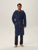 Szlafroki męskie - Szlafrok Hood 41940-95X Niebieski - Henderson - miniaturka - grafika 1