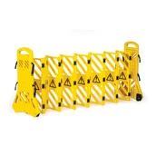 Pachołki i taśmy ostrzegawcze - Plastikowa barierka składana, żółta, długość 400 - 3900 mm - miniaturka - grafika 1