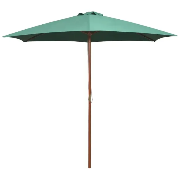 Parasol ogrodowy drewniany 270x270 cm, kolor zielony, wysokość 2,43 m
