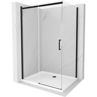 Kabiny prysznicowe - Mexen Omega kabina prysznicowa rozsuwana 120x70 cm, transparent, czarna + brodzik Flat, biały - miniaturka - grafika 1