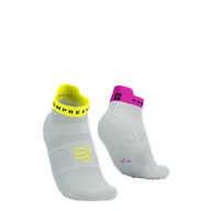 Skarpetki sportowe męskie - COMPRESSPORT Skarpetki do biegania krótkie ProRacing Socks V4 white/safety yellow/neon pink - miniaturka - grafika 1