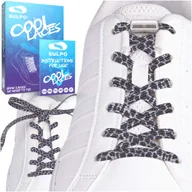 Akcesoria obuwnicze - Sznurówki bez wiązania elastyczne z zapinkami czarne cętki - miniaturka - grafika 1