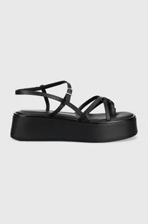 Sandały damskie - Vagabond sandały skórzane COURTNEY damskie kolor czarny na platformie - grafika 1