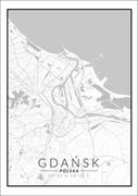 Plakaty - Plakat, Gdańsk mapa czarno biała, 21x29,7 cm - miniaturka - grafika 1