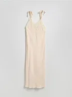 Sukienki - Reserved - Sukienka z koronkowym zdobieniem - kremowy - miniaturka - grafika 1