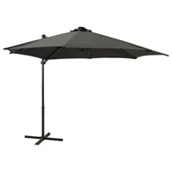 Parasole ogrodowe - Parasol wiszący z lampkami LED i słupkiem, antracytowy, 300 cm - miniaturka - grafika 1